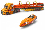Dickie Toys rotaļu komplekts Mack kravas auto ar laivu uz piekabes, gaismas un skaņas, 41 cm
