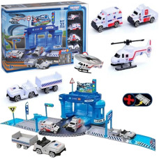 Woopie Zestaw Tematyczny Posterunek Policji na Lotnisku z Autami i Helikopterem 37el.