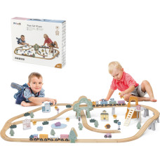 Viga Toys VIGA PolarB Koka vilciens bērniem Train Track 90 elementi