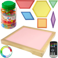 Masterkidz LED Light Panel Changing Colors by Remote Control + Montessori Mosaic Blocks 140 pcs.