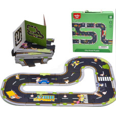 Tooky Toy Ceļu puzle bērniem Highway Model 21 gab. FSC sertificēts