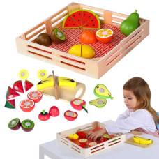 Tooky Toy Wooden Fruits for Cutting in a Box 19 pcs.