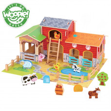Woopie GREEN Mega Farm Animal Figurines Stallis Govju kūts Vistu kūts 18 gab.