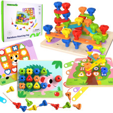 Tooky Toy Многофункциональная доска с разноцветными винтами и обучающими фигурами