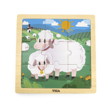 Viga Toys VIGA Handy деревянный пазл с овцами, 9 деталей