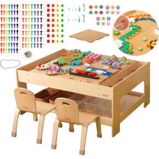 Masterkidz Wooden Educational Table + STEM WALL ACCESSORIES + 135 Blocks