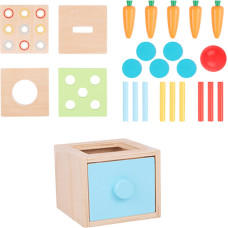 Tooky Toy Koka izglītības kubu atvilktņu kaste Montessori Šķirotājs Mācību krāsas 4in1