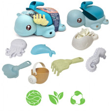 Woopie GREEN 2in1 komplekts smiltīm un vannai Blue Turtle 8 gab. BIOLOĢISKĀS ORGANISKĀS MATERIĀLS