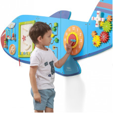 Viga Toys Sensoriski izglītojošs koka manipulācijas dēlis Viga Plane Montessori