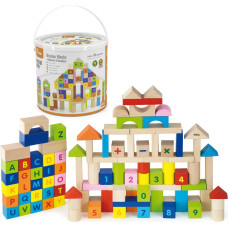Viga Toys Educational Wooden Blocks 100 pcs. Numbers Letters