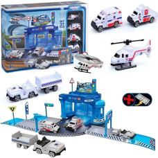 Woopie Zestaw Tematyczny Posterunek Policji na Lotnisku z Autami i Helikopterem 37el.