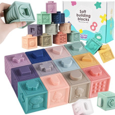 Woopie BABY Sensory Blocks Squeeze Puzzle Sound 12 gab.