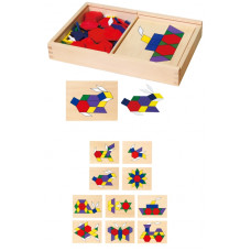 Viga Toys Koka ģeometriskā mozaīka Dienes bloki loģiskā puzle 148 gab Montessori