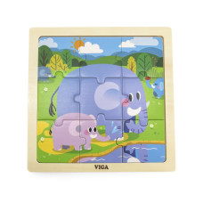 Viga Toys VIGA Handy Wooden Puzzle Elephants 9 pieces