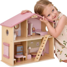 Viga Toys VIGA PolarB Large Wooden Dollhouse 17 pcs.