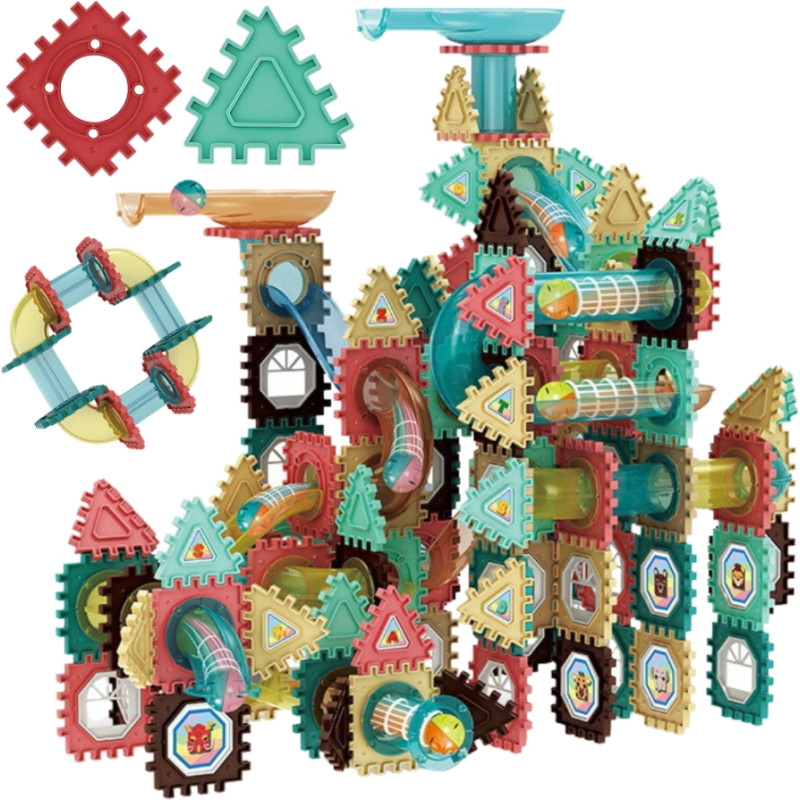 Woopie Klocki Konstrukcyjne 3D Zestaw Edukacyjny Tor Kulkowy Kulodrom Wafle 228el.