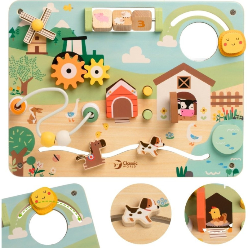 Classic World Wooden Manipulative Activity Board Farm