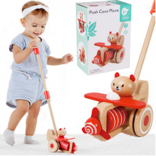 Classic World Wooden Push Toy Plane Coco Teddy Bear