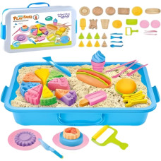 Woopie Piasek Kinetyczny 6 Kolorów 1,2 kg Zestaw Restauracja Stolik z Foremkami