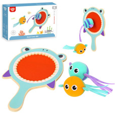 Tooky Toy Аркадная игра для детей Деревянная лопатка Акула + 2 рыбки на липучке для ловли
