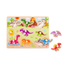 Tooky Toy Wooden Montessori Puzzle Dinosaurs Shapes Puzzle