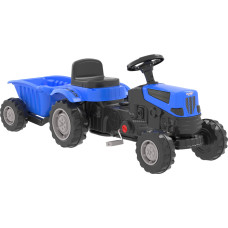 Woopie Педальный трактор Farmer GoTrac MAXI PLUS с прицепом, синие тихие колеса