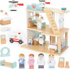 Viga Toys VIGA Wooden Hospital With Ambulance Elevator Set 15 pcs