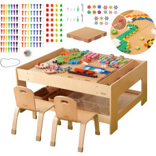 Masterkidz Wooden Educational Table + STEM WALL ACCESSORIES + 563 Blocks