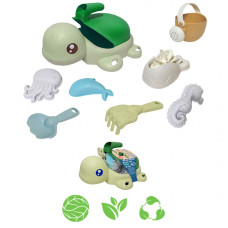 Woopie GREEN 2in1 Set for Sand and Bathtub Green Turtle 8 pcs. BIODEGRADABLE ORGANIC MATERIAL