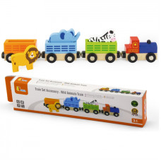 Viga Toys Viga Piederumu komplekts vilcienam - vilciens ar savvaļas ZOO dzīvniekiem