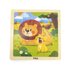 Viga Toys VIGA Handy Деревянный пазл со львами, 9 деталей