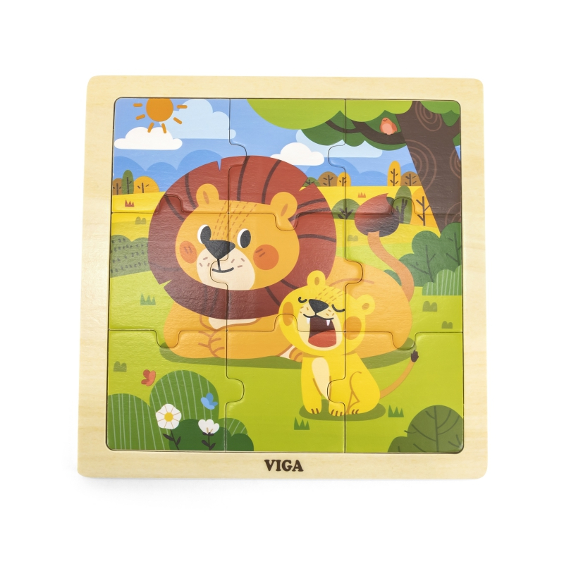 Viga Toys VIGA Handy Wooden Lions Puzle, 9 gab