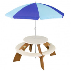 AXI Koka daudzfunkcionāls apaļā galda komplekts + soliņi + lietussargs