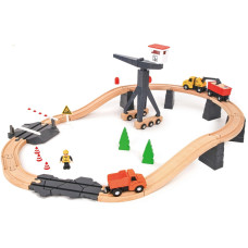 Tooky Toy Wooden Structure Building Road for Construction Vehicles