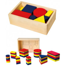 Viga Toys Dienesa Wooden Blocks Montessori ģeometriskās figūras