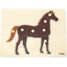 Viga Toys VIGA koka puzle Montessori zirgs ar tapām