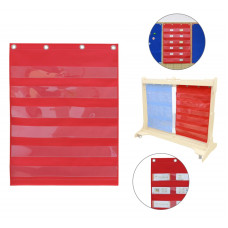 Masterkidz Red fabric sheet for hanging with pockets for index cards and pictures