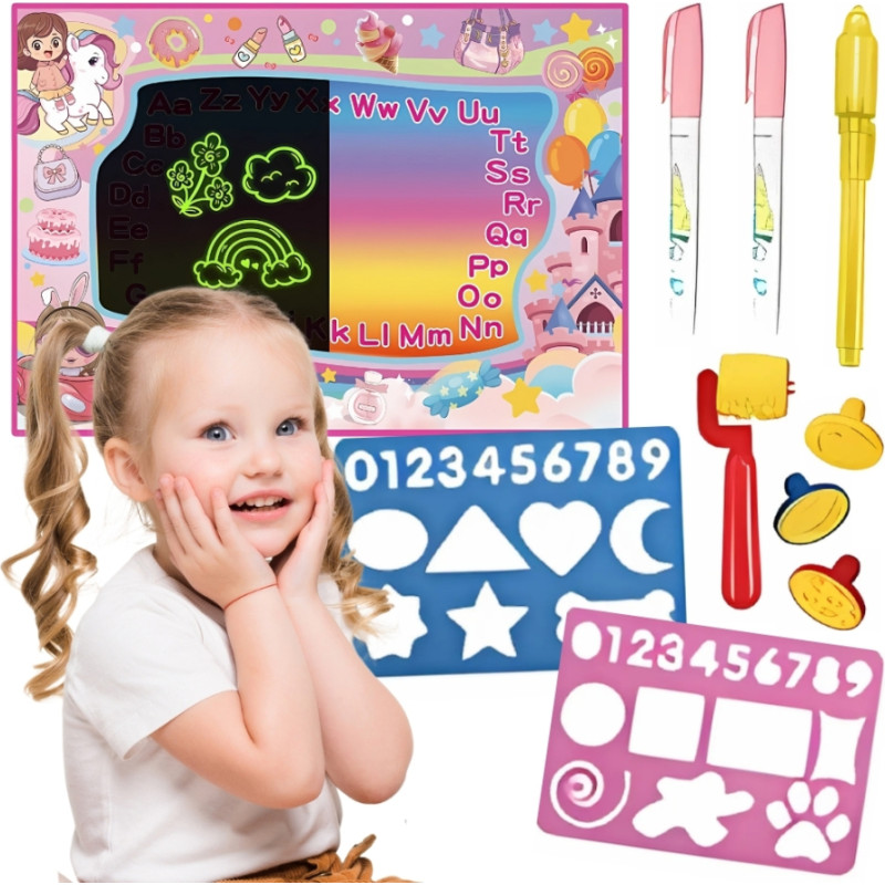 Woopie Mata Wodna do Malowania 2w1 XXL 100x70cm Świeci w Ciemności