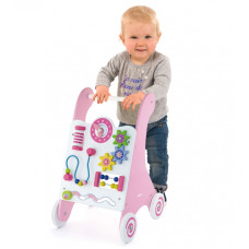 Viga Toys Izglītojoša rozā Montessori koka stumšanas rotaļlieta