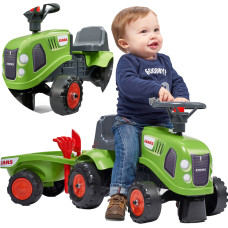 Falk Baby Claas zaļais traktors ar piekabi + piederumiem. no 1 gada