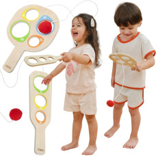 Viga Toys VIGA Drewniany Zestaw Paletek do Gry Złap Piłkę z Punktacją
