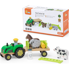 Viga Toys VIGA koka traktoru dzīvnieku ferma