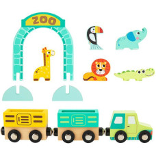 Tooky Toy Wooden Board ZOO Animals Vehicle Wagons