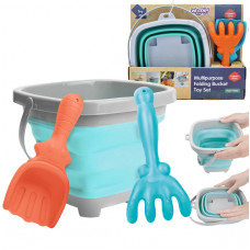 Woopie Set of Folding Bucket with Rakes and Spatula, Blue