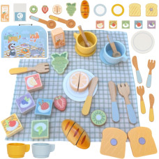 Tooky Toy Piknika komplekts ar augļiem griešanai Brokastu komplekts