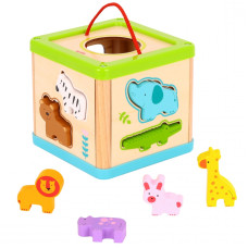 Tooky Toy Wooden Sorter Educational Cube Animals