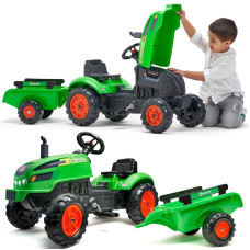 Falk Traktors X Traktors Zaļš ar Piekabes skaņas signālu uz 2 gadiem