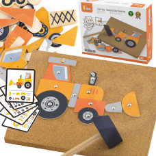 Viga Toys Koka naglošanas rotaļlietu celtniecības transportlīdzekļi 45 Montessori elementi