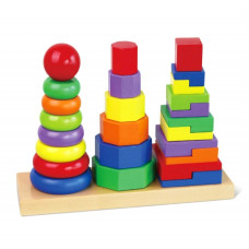 Viga Toys Viga Koka bloku piramīdas puzle