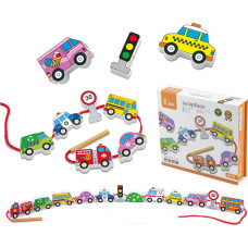 Viga Toys Viga Wooden Blocks Wooden Interlace Lacing Cars